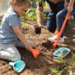 Quut lapát + gereblye homokozáshoz kertészkedéshez - Raki - Vintage kék + Erős narancs