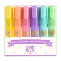 Szövegkiemelő mini toll készlet 6 pasztell színben - 6 mini pastel highlighters - Djeco