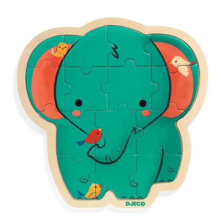 Fa puzzle - Elefánt, 14 db-os - Puzzlo Elephant - Djeco