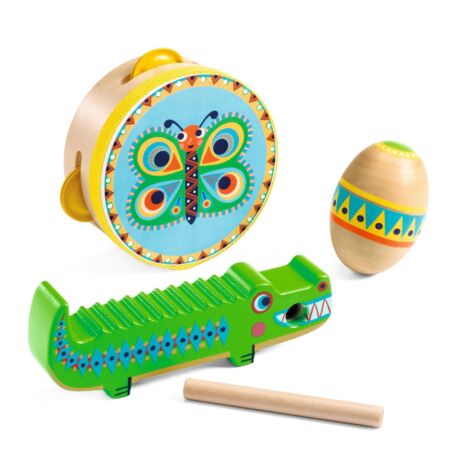 Játékhangszer - Tamburin, maracas, guiro - Set of percussions: tambourine, maracas, guiro - Djeco