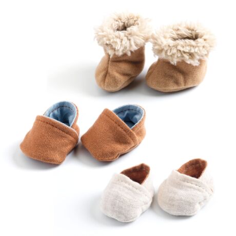 Játékbaba cipő - 3 pár cipőcske - 3 pairs of slippers - Djeco - Pomea