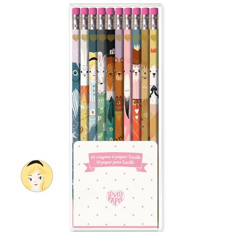 Grafit ceruza radíros végű - Lucille 10 db-os készlet - 10 Lucille pencils - Djeco