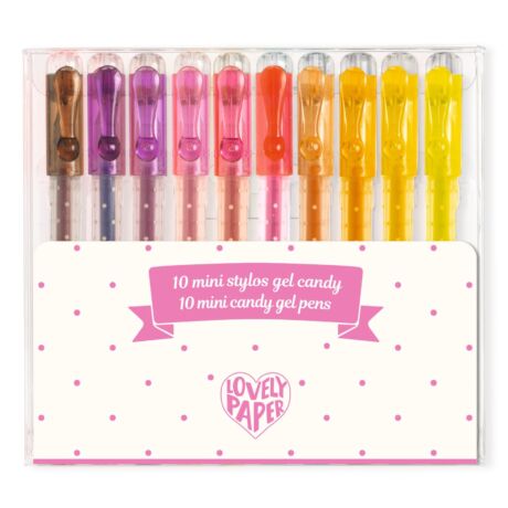 Zselés mini toll készlet - 10 cukorka színben - 10 mini candy gel pens - Djeco