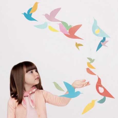 Szélmobil függődísz - Sokszínű Madarak - Mobile Katsumi - Multicolored birds DJECO