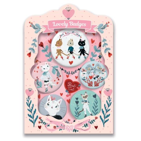 Kitűzők - Macskák - lovely badges Djeco Lovely Paper
